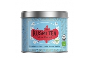 Kusmi Tea - Prince Vladimir Bio - Thé noir aromatisé agrumes, vanille et épices - Boîte Thé métal 100gr - Environ 40 tasses