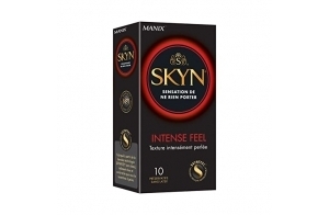 Skyn Intense Feel : Lot de 10 Préservatifs Intensément Perlés sans latex Skynfeel pour Homme / Taille Standard, Préservatifs Fins, Forme Droite / Diamètre 53mm