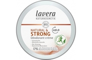 lavera Natural & Strong Deo Creme, ginseng bio & minéraux naturels, 48 heures de protection déodorante fiable, sans sels d'aluminium & alcool, contre les odeurs de transpiration, vegan, bio (1x50 ml)