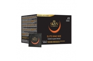 SKYN Elite King Size: Boite de 144 préservatifs Grande Taille pour Homme/Préservatifs Fins et Lisses, Forme Droite, Lubrifiés et avec Réservoir/Largeur nominale 56mm