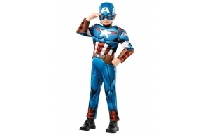 Déguisement Luxe Captain America 5-6 ans, Bleu