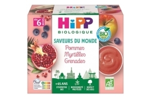 HiPP Biologique Pommes Myrtilles Grenades Coupelles 4x100g