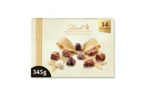 Lindt - Boîte PRESTIGE SÉLECTION Assorti - Assortiment de Chocolats au Lait, Noirs et Blancs - Idéal pour Noël, 345g