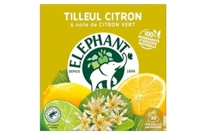 Elephant, Infusion Aromatisée, Goût Tilleuil, Citron et Citron Vert, Certifié Rainforest Alliance, Ingrédients d'Origine 100% Naturelle, 20 Sachets Pyramid