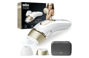 Braun Silk·expert Pro 5 Épilateur À Lumière Pulsée, Épilation Semi-Définitive, Alternative Au Laser Pour 1 An De Peau Douce, Avec Pochette, 2 Têtes, Cadeau Pour Femme, Or/Blanc, PL5140