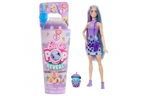 Barbie Poupée Pop Reveal série Bubble Tea avec accessoires et animal parfum lait de taro, 8 surprises dont un changement de couleur, un gobelet avec rangement, HTJ19