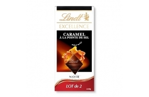 Lindt - Lot de 2 Tablettes EXCELLENCE Caramel à la Pointe de Sel - Chocolat Noir, 2x100g