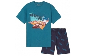 Hot Wheels Pyjama Short Garçon - Ensemble de Pyjama Enfant en Coton (Bleu, 7-8 Ans)