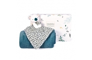 Doudou et Compagnie - Plaid Bébé Tout Doux avec son Doudou Koala - Couverture Polaire - Collection YOCA LE KOALA - Bleu - 100 x 70 cm - Coffret Cadeau de Naissance Fille et Garçon - DC3977