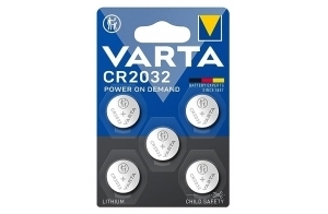 VARTA Piles Bouton CR2032, lot de 5, Power on Demand, Lithium, 3V, emballage sécurisé pour les enfants, pour petits appareils électroniques - clés de voiture, télécommandes, balances