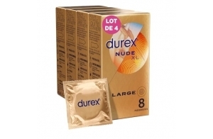 Durex NUDE XL - 32 Préservatifs Homme Fins et Extra Larges - Lot de 4 x 8 pièces