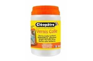 CLEOPATRE- Vernis Colle Transparent brillant, séchage rapide- Sans solvant - Pot de 250 g