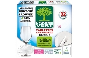 L'Arbre Vert Tablettes Lave-Vaisselle, Hydrosolubles, 32 unités