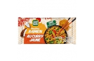 SUZI WAN Nouilles Précuites WOK Ramen Curry Jaune (2x160g)