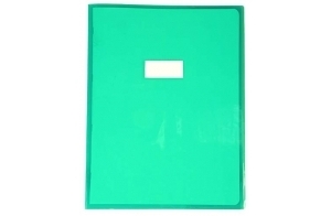 Calligraphe 73405AMZC Un Protège-Cahier Cristalux Vert - 24x32 cm - 22/100ème avec Porte-Étiquette - PVC Transparent Lisse