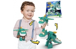 Super Wings Tino Dinosaur 5' Transforming Character Easy Transformation Preschool Kids Gift Toys for 3+ Year Old Boy Girl, Green