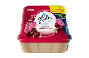 Glade Gel Premium - Désodorisant infusé aux Huiles Essentielles pour Toilette Et Salle de Bain - Luscious Cherry & Peony - 45 Jours de Parfum