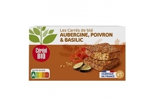 Céréal Bio Tendres carrés de Blé, Aubergine, Poivron, Basilic - Végan et Bio - Simple et Rapide à Réchauffer - 200g (2 x 100g) - 209481