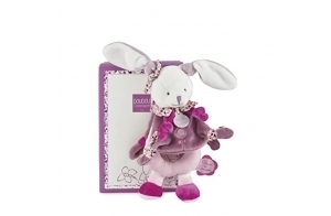 Doudou et Compagnie - Hochet - Cerise le Lapin - Rose - Grelot - Boîte Idée Cadeau de Naissance Fille - Garantie Perdu - DC2700