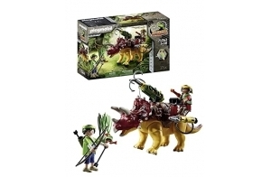 Playmobil 71262 Tricératops et Soldats - Dino Rise - avec Deux Personnages, Un Dinosaure avec Armure Amovible et Un Canon avec grappin - Histoire & Imaginaire - Dès 5 Ans