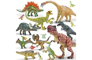 GizmoVine Dinosaure Jouet,Figurine Dinosaure, Ensemble de 20 Figurine Dinosaure Enfant,lot Dinosaure sont colorés à la Main,dinausaire Jouet Incluant 25cm T. Rex, Triceratops, Velociraptor……