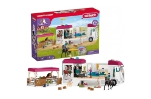 schleich 42619 Camping-Car Equestre, dès 5 ans, HORSE CLUB - coffret, 97 pièces, Noir