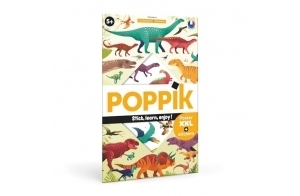 poppik Poster EDUCATIF Stickers Dinosaures - Puzzle Enfant Créatif Décoratif à Gommettes Autocollantes Repositionnables - Cadeau Coloriage Enfant Géant, Jeu Enfant 32 Stickers - 5 à 12 Ans