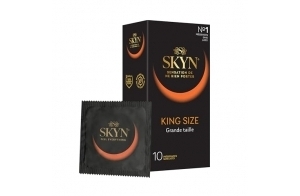 SKYN King Size Large : Lot de 10 Préservatifs Extra large, sans latex SKYNFEEL pour Homme / Fins, Lisses, Forme Droite / Diamètre 56mm