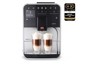 Melitta Barista T Smart Argent, Machine à Café à Grain avec Broyeur, Connectée, Système One Touch, Double bac à grains, 18 spécialités, Mode 1 à 2 Tasses, Écran Couleur TFT, F831-101