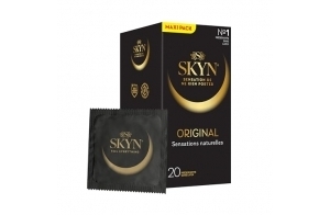 SKYN Original : Lot de 20 Préservatifs sans latex SKYNFEEL pour homme / Taille régulière, préservatifs solides, fins et lisses de forme droite / Diamètre 53mm