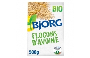 BJORG - Flocons d'Avoine Bio - Céréales Complètes Riches en Fibres - Sans Sucres Ajoutés - 500 g