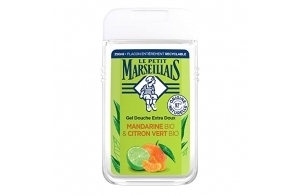 Le Petit Marseillais - Gel Douche Extra Doux Mandarine Bio & Citron Vert Bio (flacon de 250ml) – 92 % d'ingrédients d'origine naturelle – Flacon entièrement recyclable