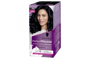 Schwarzkopf - Perfect Mousse - Coloration Cheveux - Mousse Permanente sans Ammoniaque - Masque Soin 96 % d'ingrédients d'origine naturelle - Noir Glacé 210