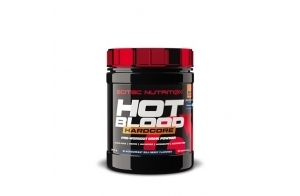 Scitec Nutrition Hot Blood Hardcore, Poudre de boisson pré-entraînement avec acides aminés et créatine, 375 g, Baies de oji noir