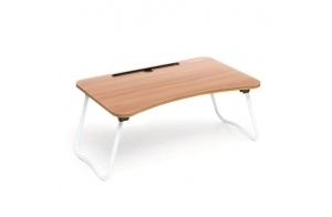 InnovaGoods - Table Pliante Multifonction Muvisk, Idéal pour Manger au Lit, Travail ou Dessin, Support Portable, Organisateur Câbles, Facile à Nettoyer, Multicolore, 60x27x40cm, Bois d'ingénierie