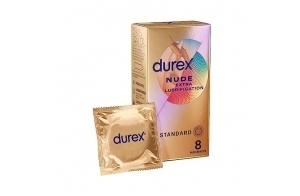 Durex - Préservatifs Nude Extra Lubrification - 8 Préservatifs Homme Ultra Fins et Extra Lubrifiés