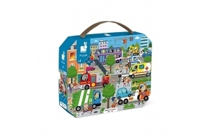 Janod - Puzzle Enfant City 36 Pièces - Jeu Educatif - Apprentissage Motricité Fine et Concentration - Fabriqué en France et Certifié FSC - Encres Végétales - Dès 4 ans, J02644