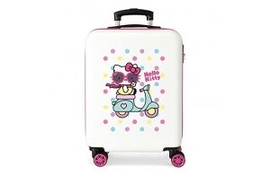 Hello Kitty Girl Gang Valise Trolley Cabine Rose 38x55x20 cms Rigide ABS Serrure à combinaison 35L 2,3Kgs 4 roues Bagage à main, Blanc