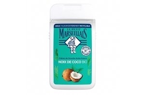 Le Petit Marseillais | Crème de Douche Extra Douce Noix de Coco Bio (flacon de 250 ml) – Gel douche avec 92 % d'ingrédients d'origine naturelle – pH neutre pour la peau et sans colorant