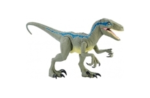 Jurassic World Grande figurine Super Colossal Velociraptor Blue avec pattes et mâchoire articulées, jouet pour enfant, GCT93