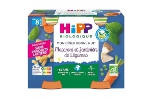 HiPP Biologique - Macaroni et Jardinière de Légumes 2 x 190 g