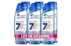 Head & Shoulders Pro-Expert 7 Shampoing Antipelliculaire Anti-chute À La Caféine 6x250ml, Combat 7 Problèmes Du Cuir Chevelu, Protection Complète, Améliore La Pousse Des Cheveux, Cliniquement Prouvé