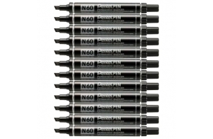 Pentel Pen Lot de 12 Marqueurs permanents N60 Pointe biseautée Encre noire