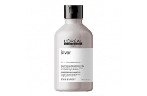 L'Oréal Professionnel, Shampoing Violet Déjaunissant & Raviveur d'Éclat, Cheveux Blancs ou Gris, Elimine les Reflets Jaunes et Cuivrés, Apporte Douceur & Brillance, Silver, Serie Expert, 300ml