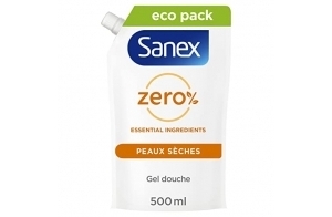 SANEX - Gel douche Zéro % Nourrissant - Tous Types de Peau - Eco-Recharge Gel Douche - 500 ml