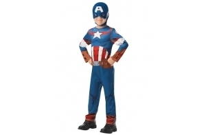 RUBIE'S Avengers Officiel - Déguisement Classique Captain America Enfant - Taille M - 5-6 ans - 105 à 116 cm - Costume Combinaison Bleue et Rouge et Cagoule - Pour Halloween, Carnaval