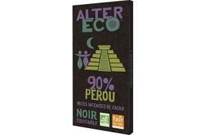 ALTER ECO - Tablette Chocolat Noir 90 pourcent - Bio et Équitable - Chocolat Pérou - Goût Fruité et Boisé - Lot De 7 x 100 G