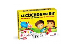 Dujardin - Le cochon qui rit à 4 - jeu de société - Reconstitue ton cochon en premier - 1 jouer en famille et entre amis - 2 à 4 joueurs - Dès 4 ans, Jaune