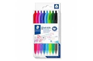 Staedtler 4230 MC8 Lot de 8 stylos à bille rétractables Couleurs assorties