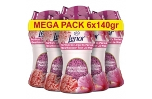 Lenor Parfum de Linge en Perles, 60 Lavages (140g x 6), Pivoine Et Hibiscus, Un Regain de Fraîcheur jusqu'à 12 Semaines de Stockage